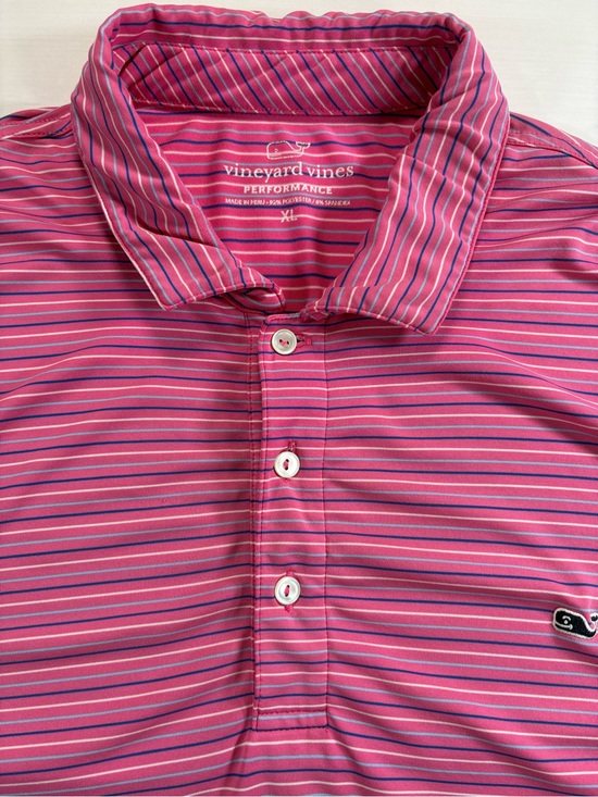 Vineyard Vines Other - Vineyard Vines Performance Polo Shirt Mens XL Pink Blue Stripe Short Sleeve